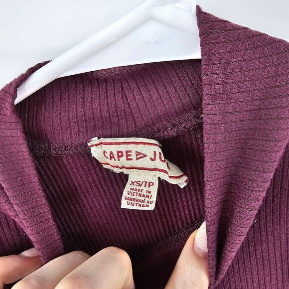 Cape juby tank top high neck xs small maroon dark red ribbed - Picture 3 of 3